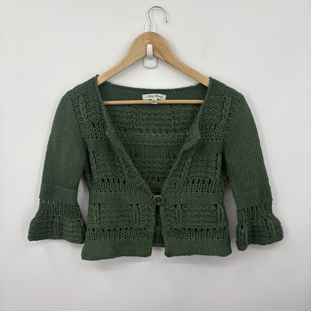 Y2K Sweater Top Women Small Forest Fairy Boho Cropped Twee Indie Green Cottage - Picture 2 of 7